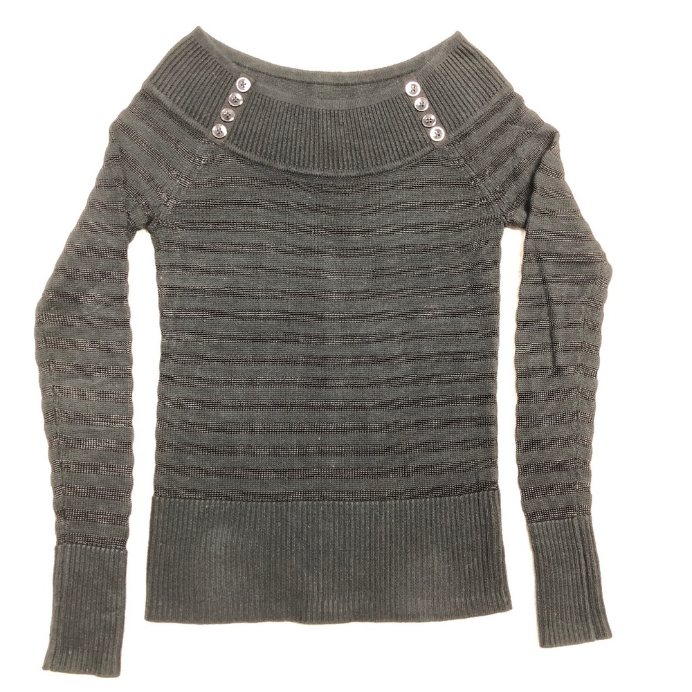 White House Black Market XS Black Striped Top